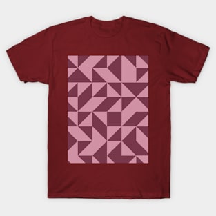 Pink and Maroon Geometrical Design T-Shirt